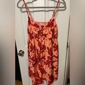 Nine West Peachy Coral Floral Tie-Front Sundress